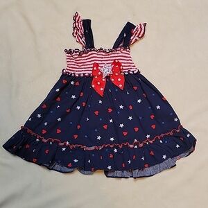 Navy Blue and Red Kids Casual Dress